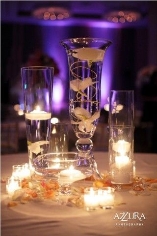 candles, candle centerpiece, floating candles, submerged orchids