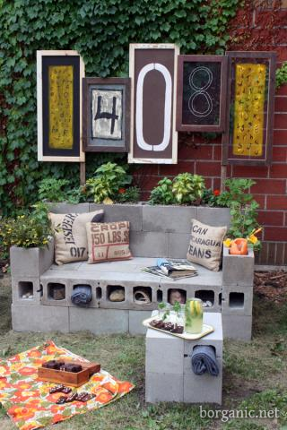 cinder-block couch-So cute for the backyard!!!!