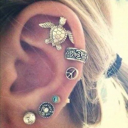 ear piercings | Tumblr  Cute,…… But….uh…..ouch! Haha I already have my f