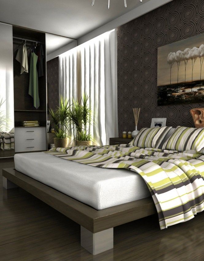 grey & green bedroom
