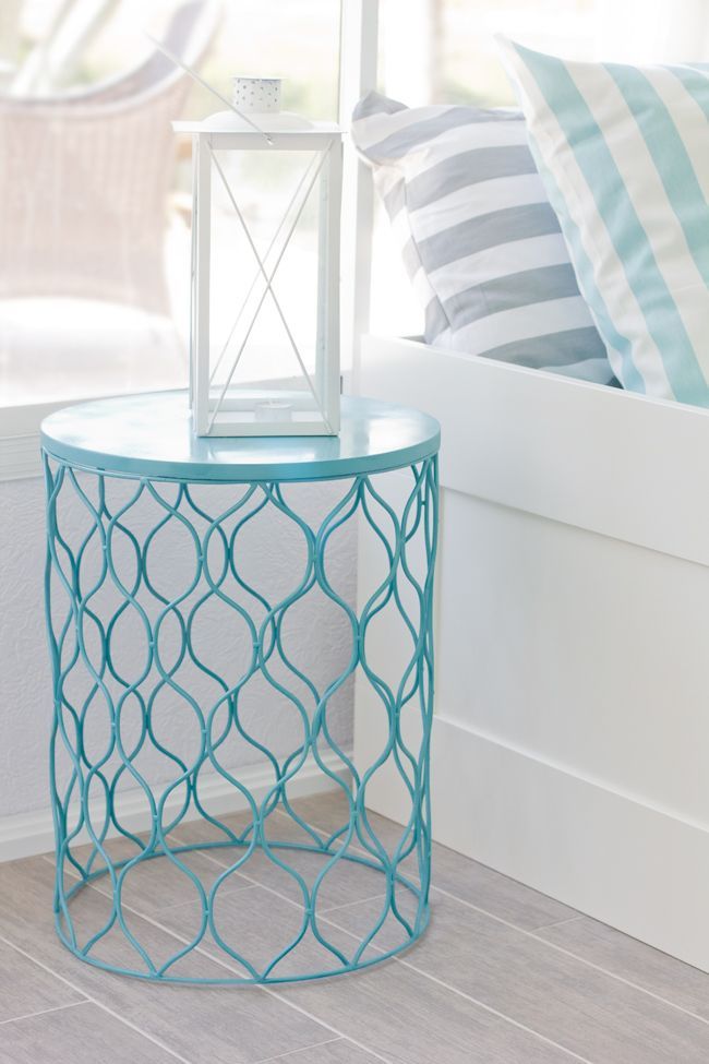 spray paint trash can, flip, instant side table!