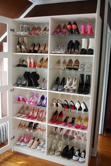 turn a bookshelf into a shoe rack….