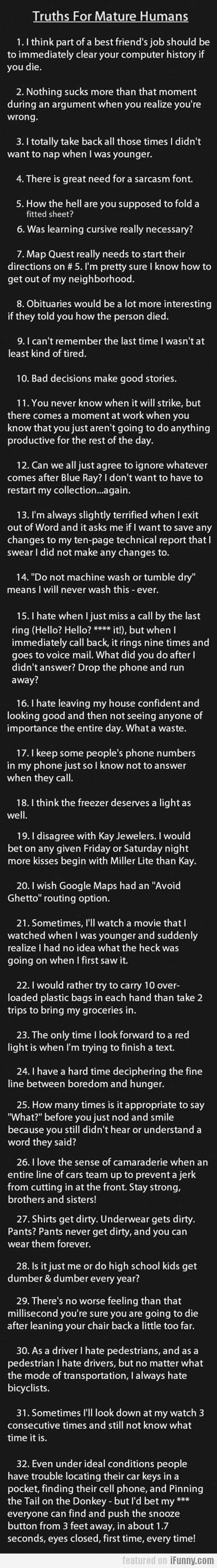 32 Truths for Mature Humans