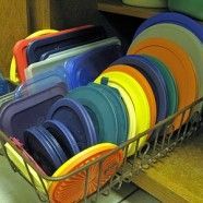 A dish tray that you use for drying dishes can be repurposed as a tupperware lid
