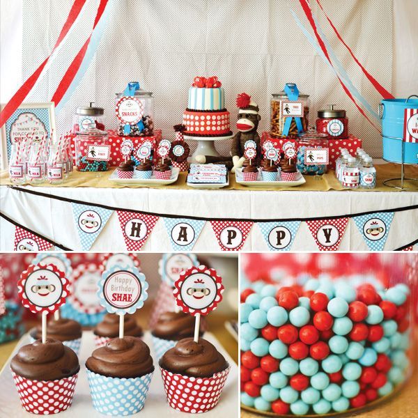 Adorable Rustic + Modern Sock Monkey Birthday Party // Hostess with the Mostess&