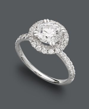 Arabella 14k White Gold Ring, Swarovski Zirconia Round Pave Engagement Ring