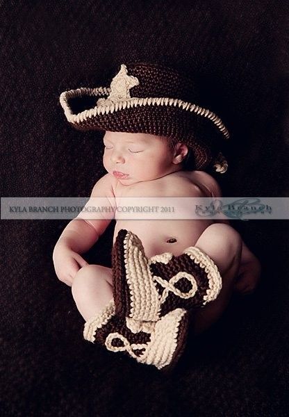 Baby Cowboy Hat and Boots Chocolate Brown And Tan Newborn and beyond. $50.00, vi