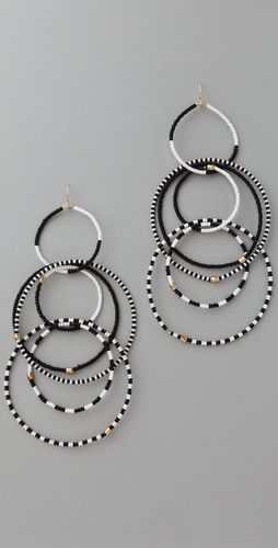 Beaded multi hoop earrings…would be easy to #DIY w/ seed beads, tigertail &amp