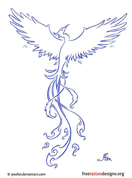 Blue phoenix tattoo design