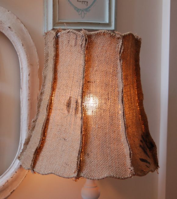Burlap lamp shade  Great Form ~ Love the outside seams…