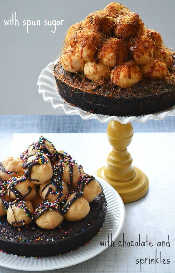 Cake Gatherings: A Birthday Croquembouche Cake – great adult birthday cake!