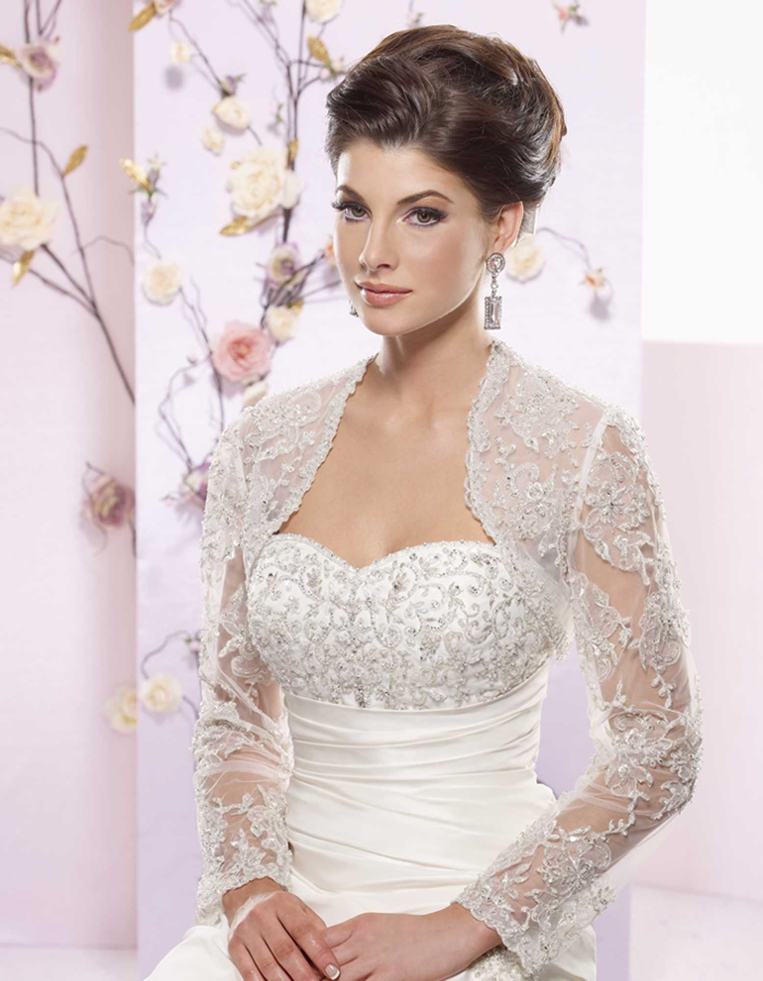 Charming long sleeve with appliques wedding dress jacket
