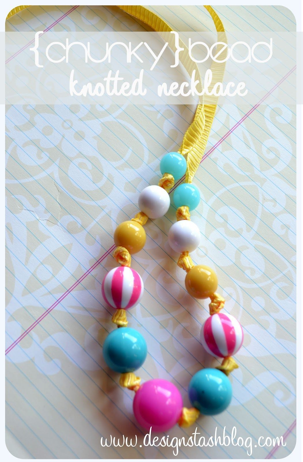 Chunky Bead Knotted Necklace perfect for a preschool teacher's wardrobe.  Or