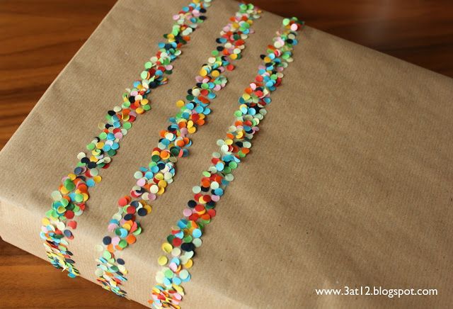 Confetti and doubble sided tape… best wrapping idea ever