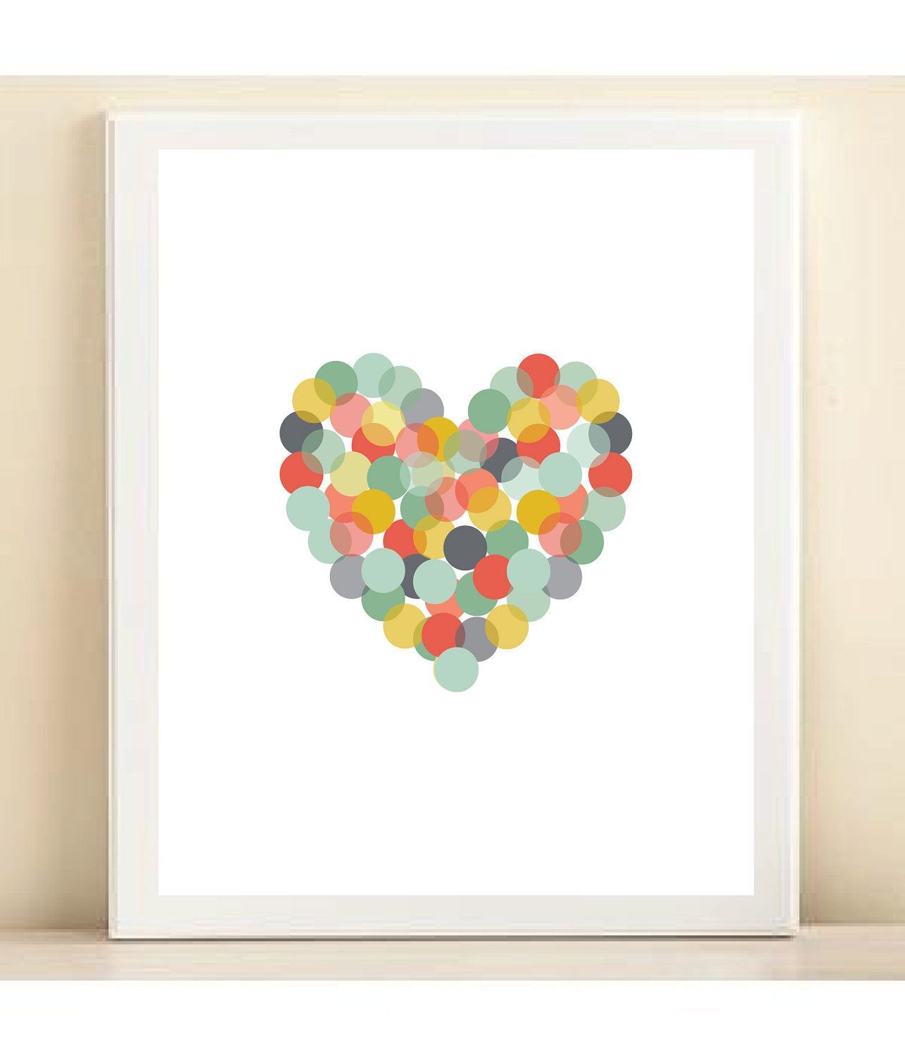 Coral, Yellow, & Aqua Confetti Heart print poster