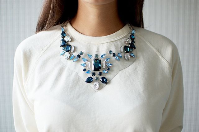 DIY Shourouk inspired PVC and Rhinestone necklace.
