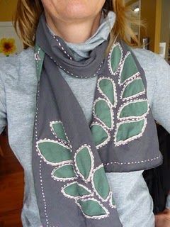 DIY upcylcled t-shirts by making a scarf.  How to on blog.
