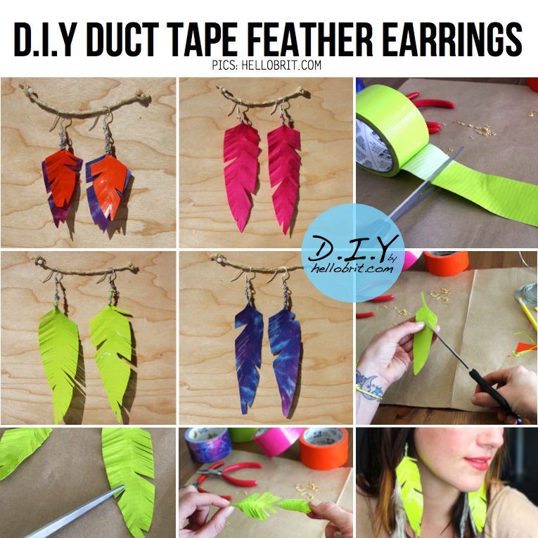Diy duct tape feathers as earrings! what?!