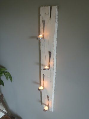 EASY! and cool!
bent spoons to hold tea lights!