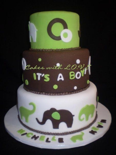 Elephants Baby Shower Cake …. aaawww even the right colors