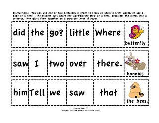 FREE–2 pages of Cut-and-Glue Sight Word Sentences for Spring!