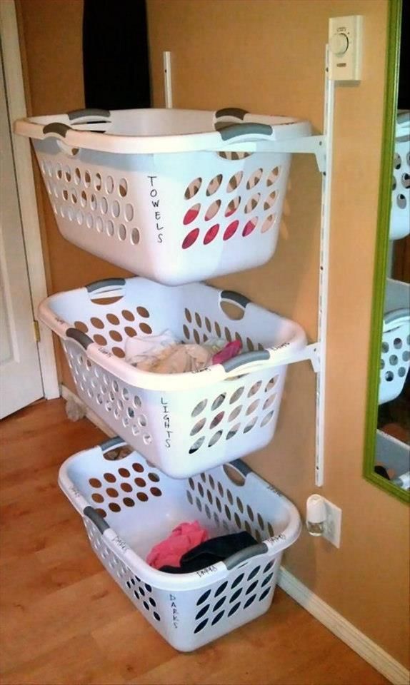 For laundry sorting–not pretty, but simple and portable!  Just don't get st