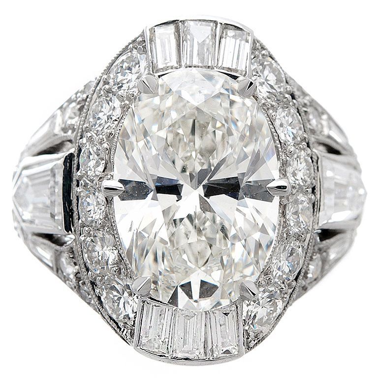French Made Oval Mixed Cut Oval Brilliant Diamond Ring