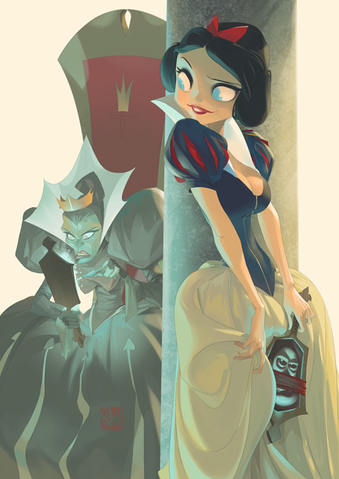 Great Disney Princess Art Featuring Snow White, Little Mermaid and Cinderel