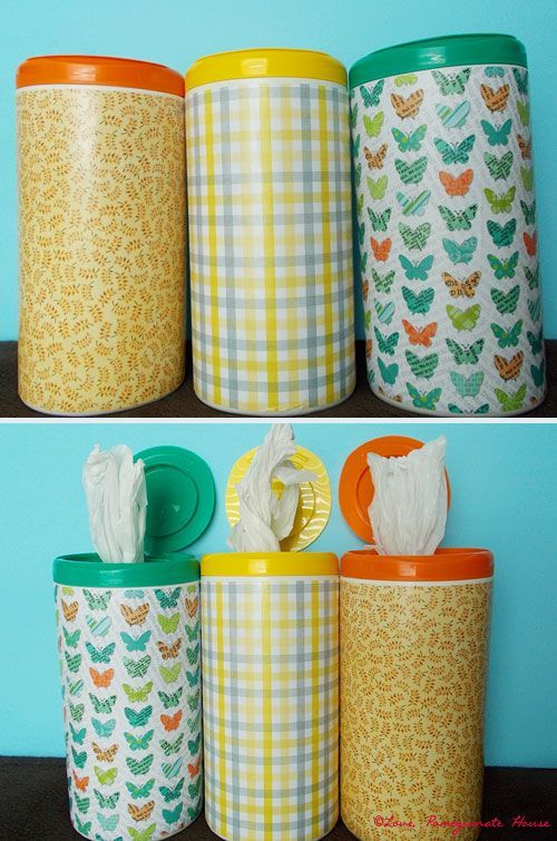 Grocery bag holder using empty Clorox Wipe dispensers & how to roll bags. No