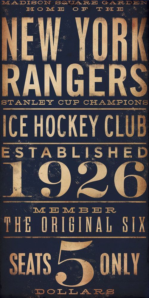 I'm such a sucker for the typography // New York Rangers hockey club graphic