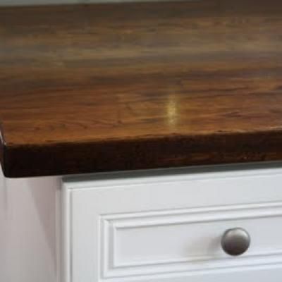 IKEA butcher block counters stained darker by homeowner