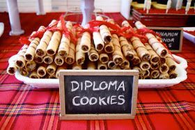 Idea for Chance for next year…Diploma cookies out of pirouette cookies! :)