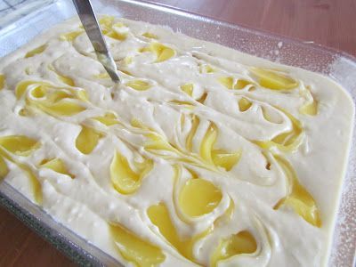 Lemon Dream Cake–French Vanilla Cake mix, lemon pie filling, Cool Whip, lemon f