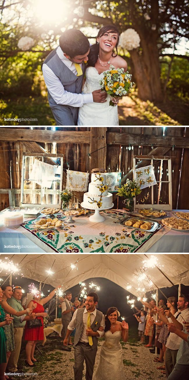 Love the bouquet and tablecloth under the cake.  Very rustic chic
