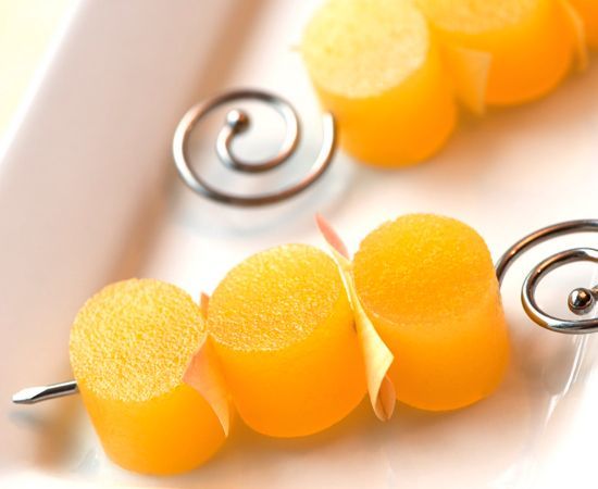 Mimosa Jello Shots: These are made with champagne and orange juice, and cut with