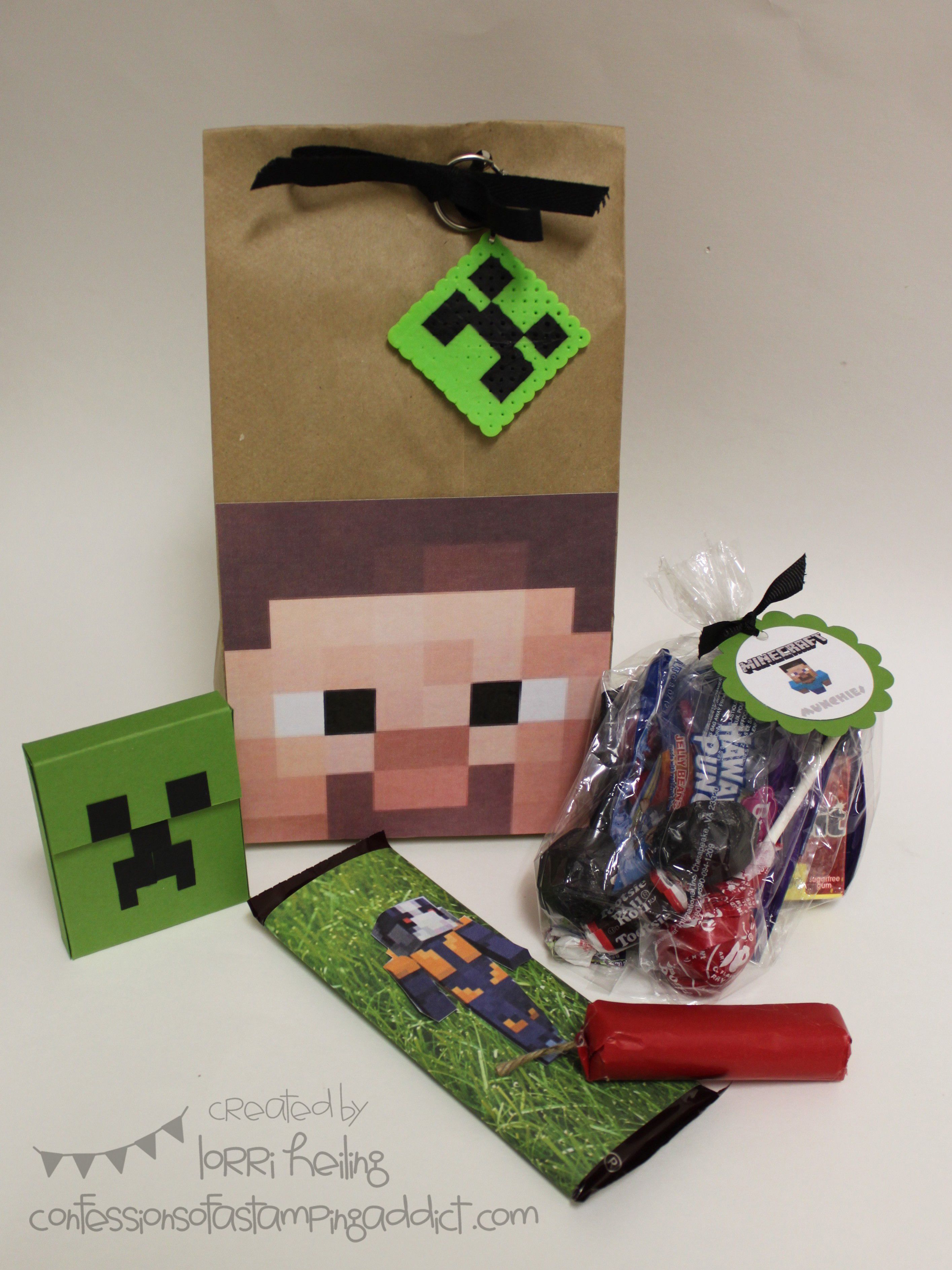 Minecraft birthday. Great goody bag, TNT and gum wrapper!