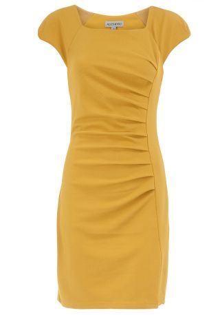 Mustard dress would be cute paired with a black blazer for work.