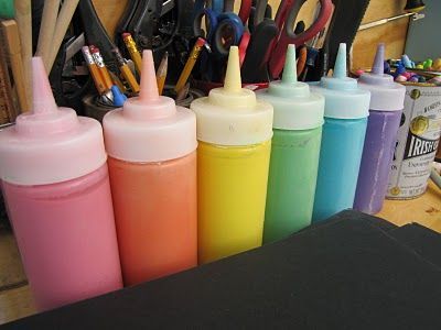 Never buy paint for kids!! Paint- 1 cup salt, 1 cup flour, 1 c water, food color