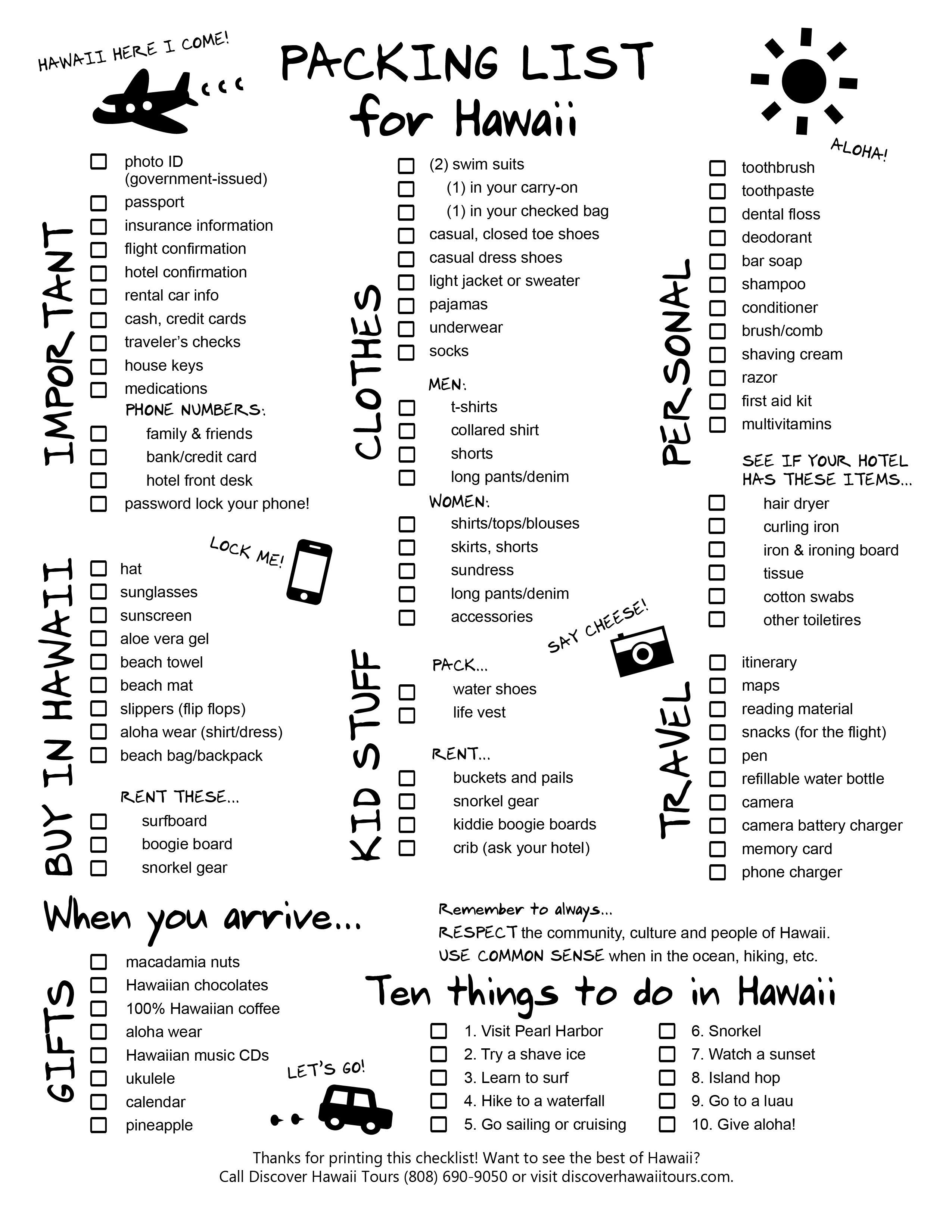 PRINT THIS HAWAII PACKING LIST!! – Packing is dreaded by many, but mastered by f