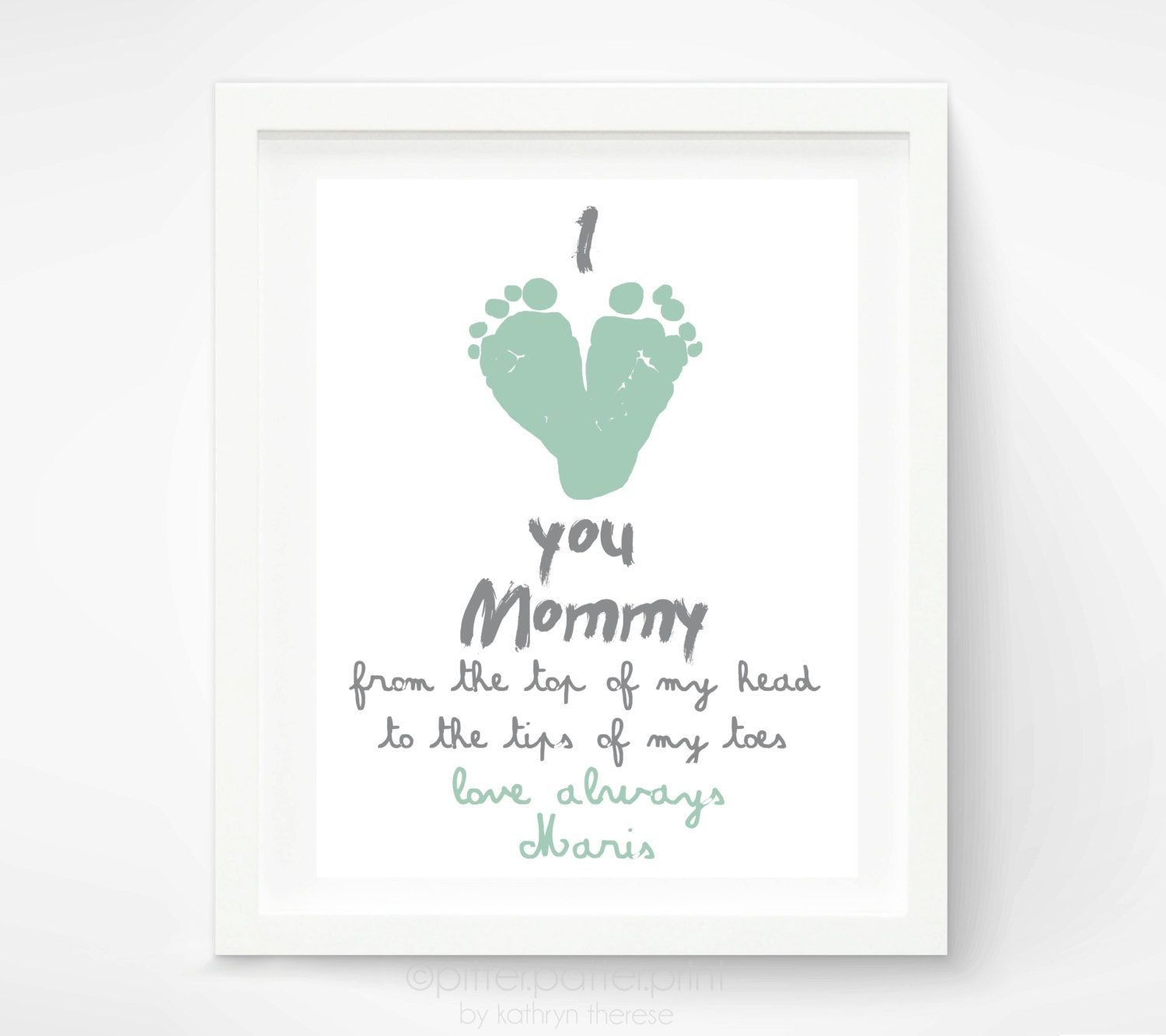 Personalized Mother's Day Gift for New Mom – I Love you Mommy Baby footprint