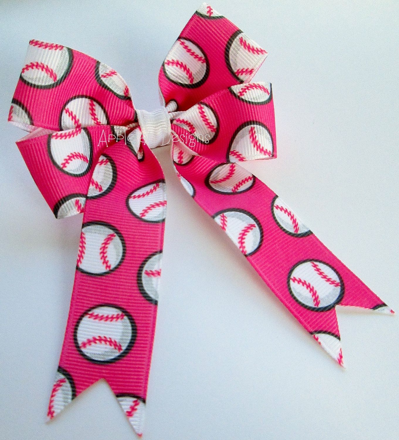 Pink Softball Small Tails Down Hair Bow by applelati on Etsy