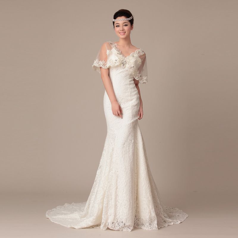 Scalloped Trumpet/Mermaid charming bridal gown