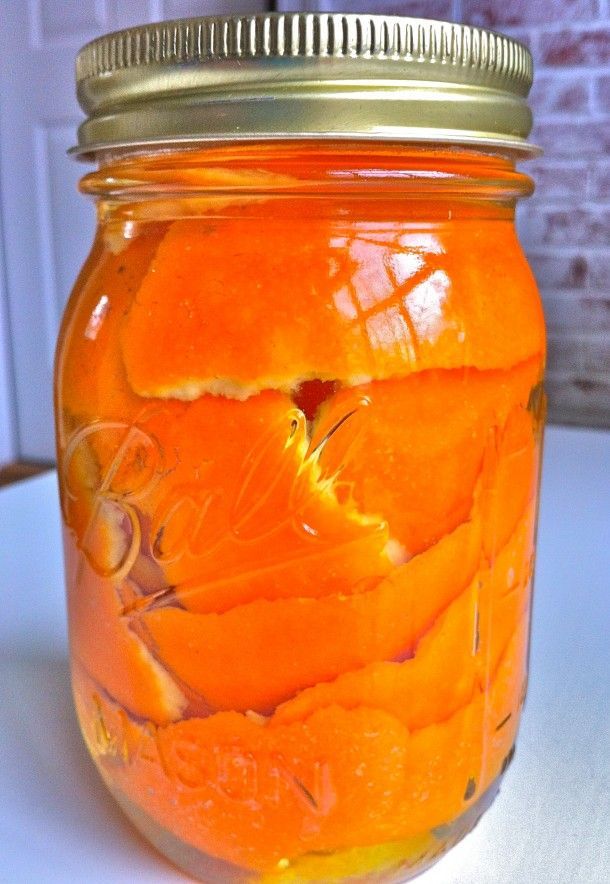 Soak orange peels in vinegar for two weeks in a sealed mason jar then pour the v