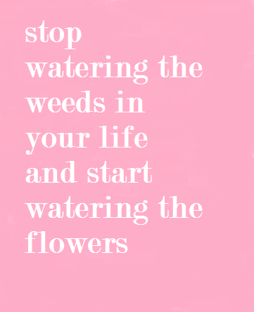 #Stop watering the weeds in your life and start watering the flowers