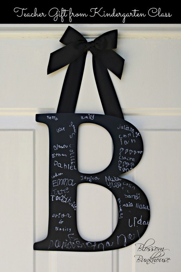 Teacher decor DIY-chalkboard paint letter. On the first day of school have every