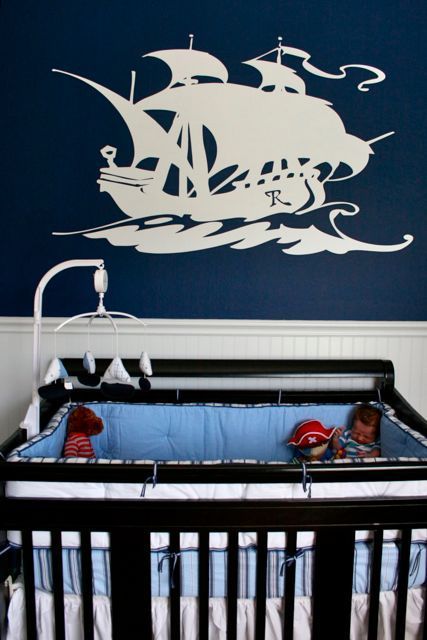 Tie your nautical themed nursery together with a ship wall decal. #wall #decal #