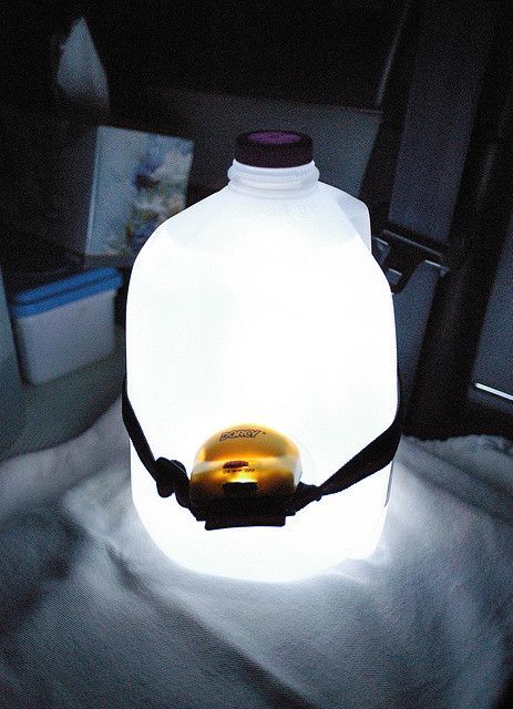 Very clever: Take a gallon jug of water and wrap a head lamp around it and you g