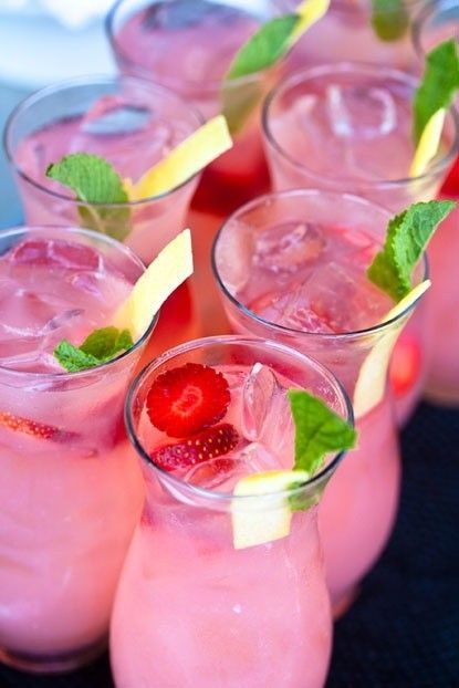 Vodka Strawberry Lemonade Sparklers: 2 oz. strawberry infused Svedka vodka  2 oz