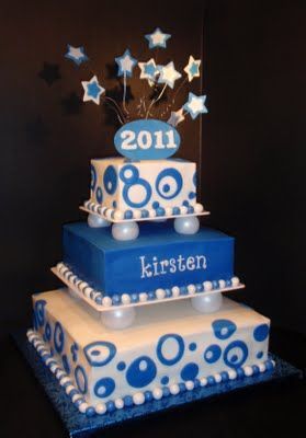 blue graduation cake
