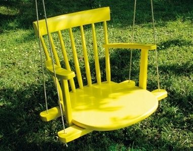 2. Turn an old chair into a swing. -   32 Cheap And Easy Backyard Ideas